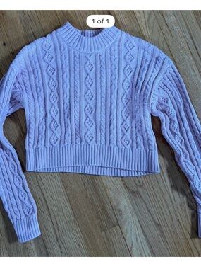 GAP X LoveShackFancy Pink Cable Knit Cropped Sweater